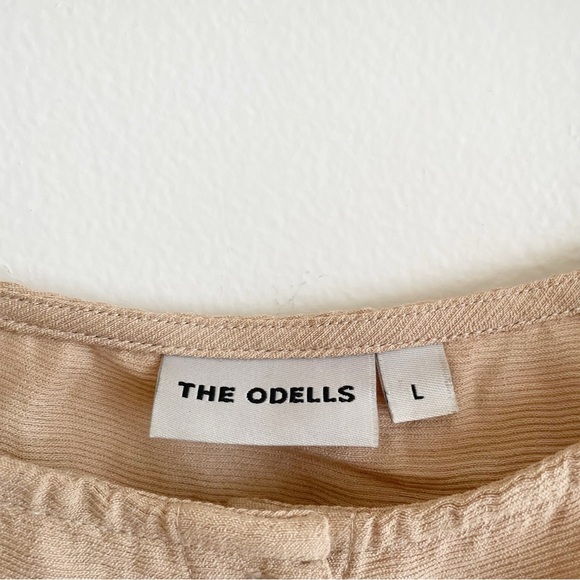 The Odells prairie blouse top Square Neck Sabbia puff sleeve boho coquette tan L - Picture 5 of 11